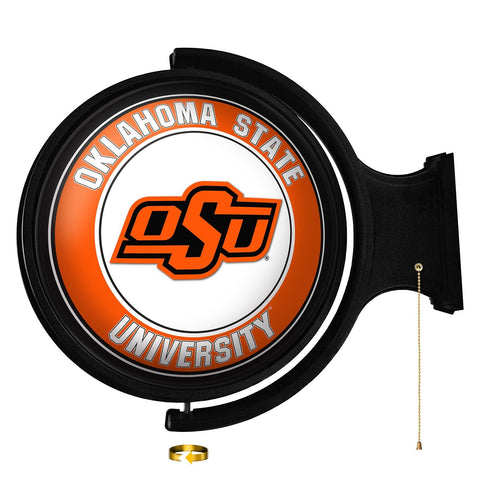 Oklahoma State Cowboys: Original Round Rotating Lighted Wall Sign - The Fan-Brand
