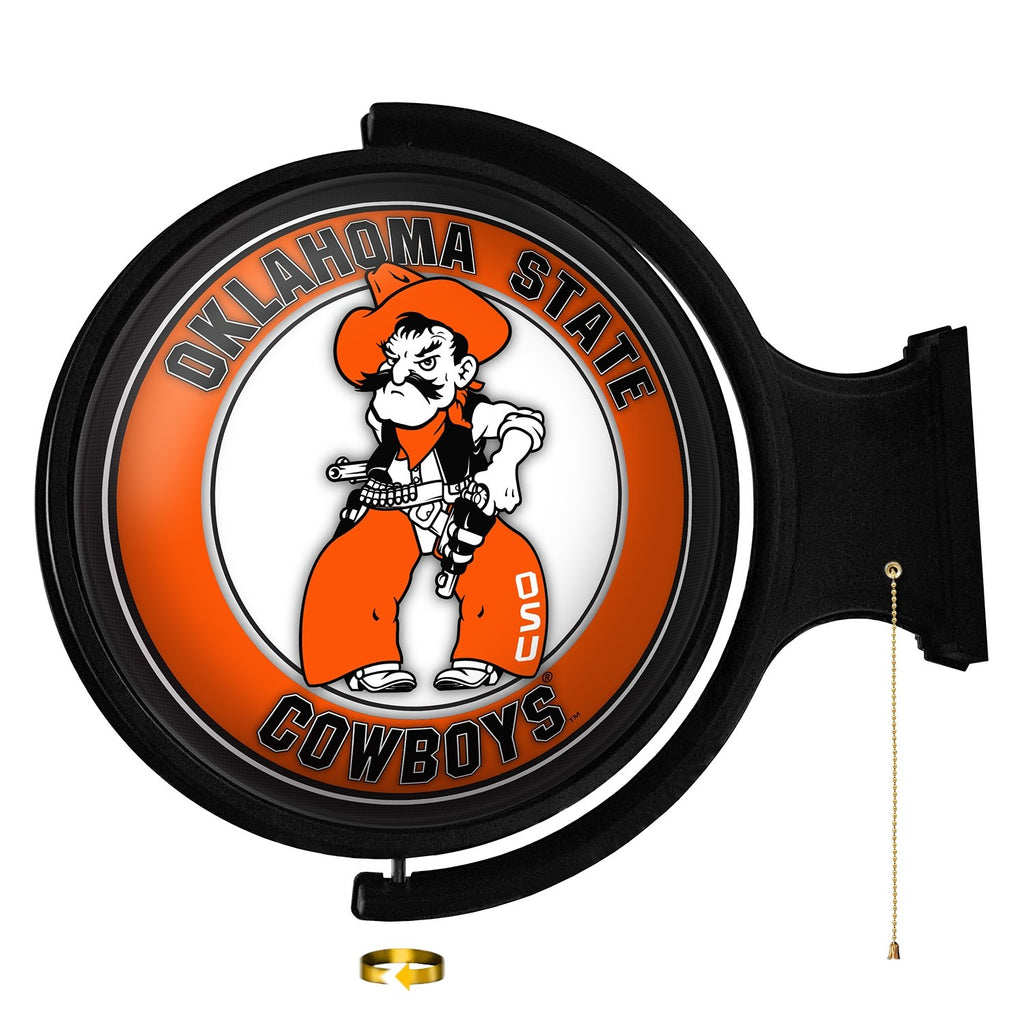 Oklahoma State Cowboys: Pistol Pete - Original Round Rotating Lighted Wall Sign - The Fan-Brand
