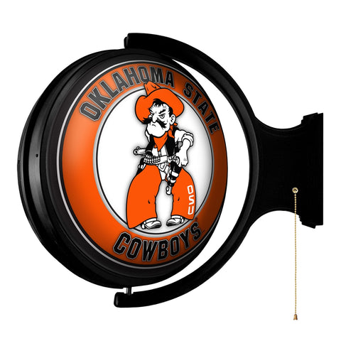 Oklahoma State Cowboys: Pistol Pete - Original Round Rotating Lighted Wall Sign - The Fan-Brand