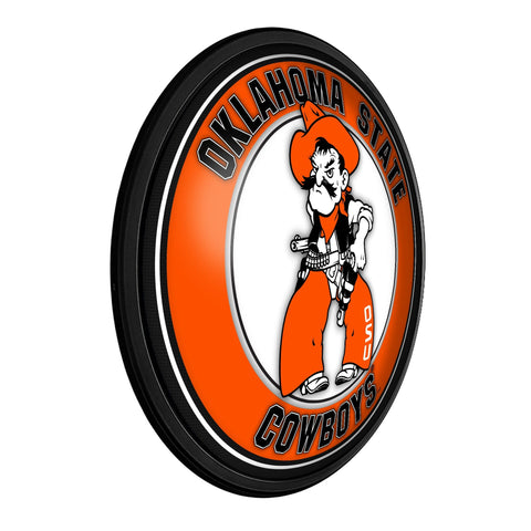 Oklahoma State Cowboys: Pistol Pete - Round Slimline Lighted Wall Sign - The Fan-Brand