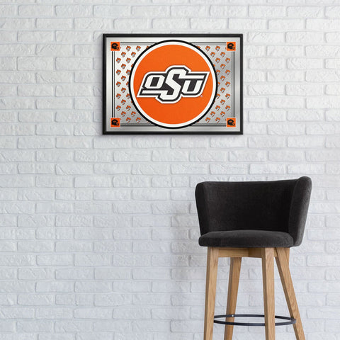 Oklahoma State Cowboys: Team Spirit - Framed Mirrored Wall Sign - The Fan-Brand