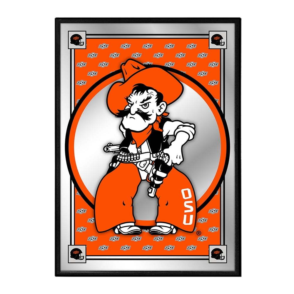 Oklahoma State Cowboys: Team Spirit, Mascot - Framed Mirrored Wall Sign - The Fan-Brand
