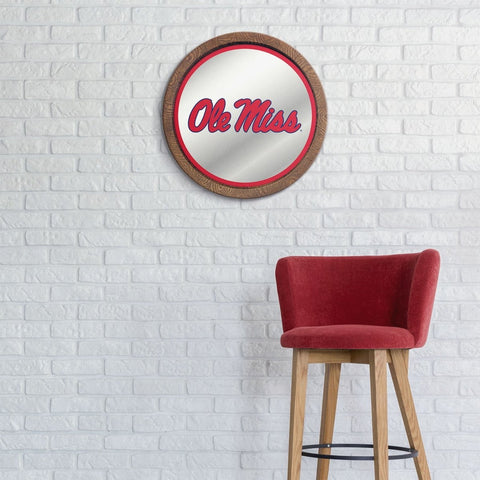 Ole Miss Rebels: Mirrored Barrel Top Mirrored Wall Sign - The Fan-Brand