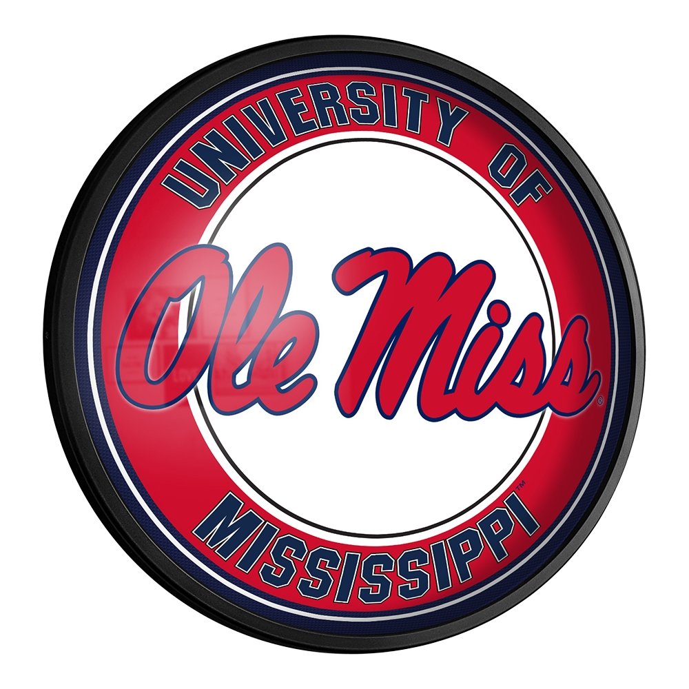 Ole Miss Rebels: Round Slimline Lighted Wall Sign - The Fan-Brand