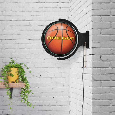 Oregon Ducks: Basketball - Original Round Rotating Lighted Wall Sign - The Fan-Brand