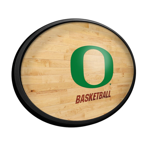 Oregon Ducks: Hardwood - Oval Slimline Lighted Wall Sign - The Fan-Brand