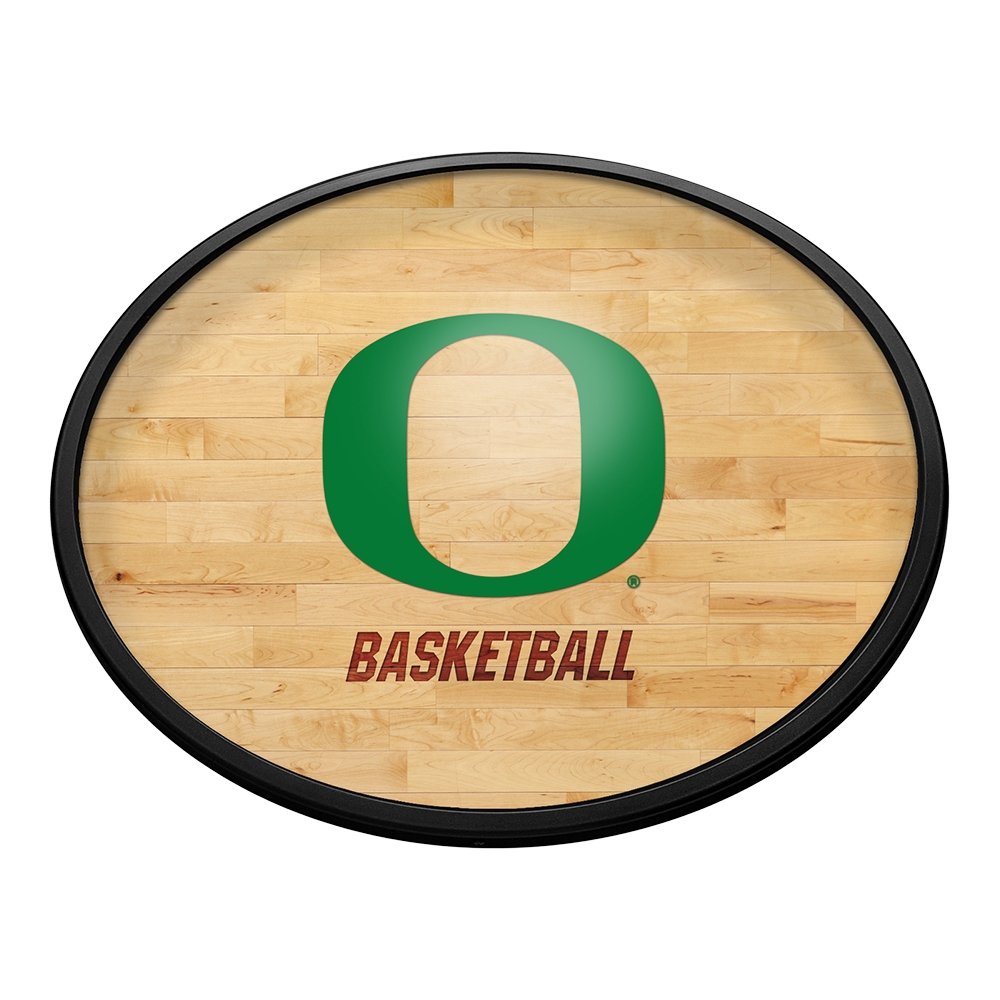 Oregon Ducks: Hardwood - Oval Slimline Lighted Wall Sign - The Fan-Brand