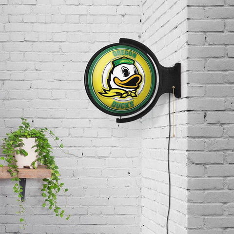 Oregon Ducks: Mascot - Original Round Rotating Lighted Wall Sign - The Fan-Brand