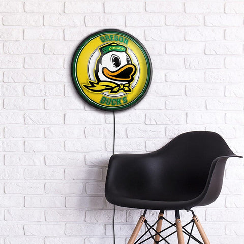Oregon Ducks: Mascot - Round Slimline Lighted Wall Sign - The Fan-Brand