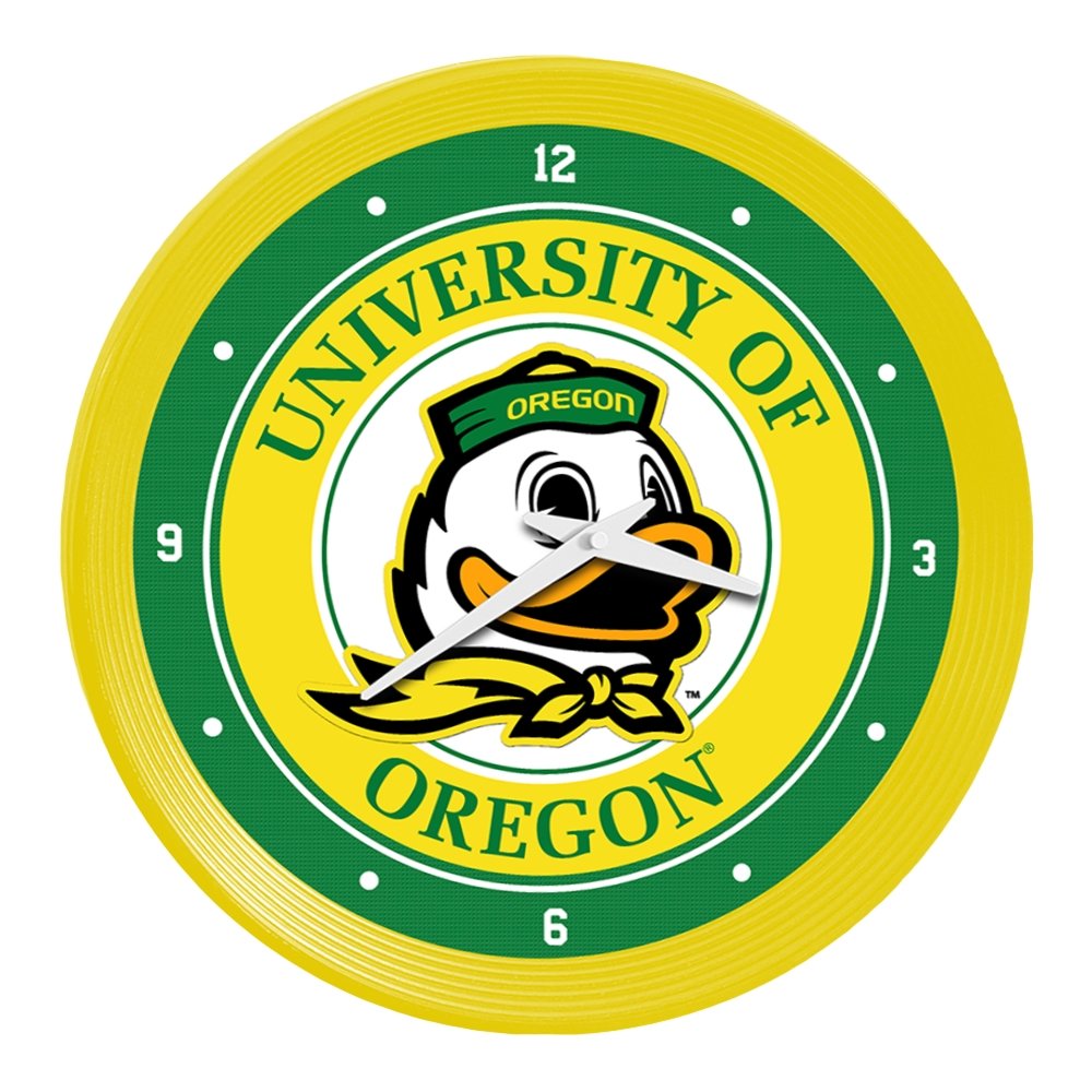 Oregon Ducks: Ribbed Frame Wall Clock - The Fan-Brand