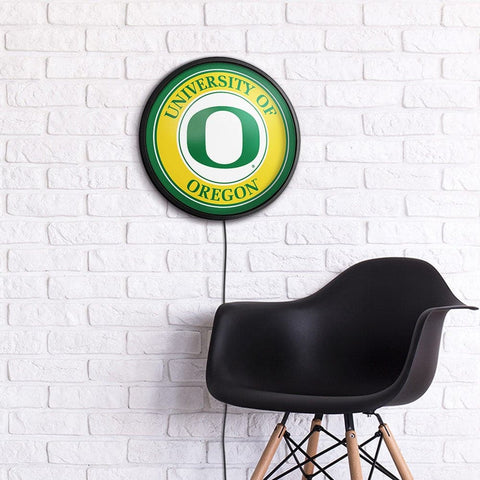 Oregon Ducks: Round Slimline Lighted Wall Sign - The Fan-Brand