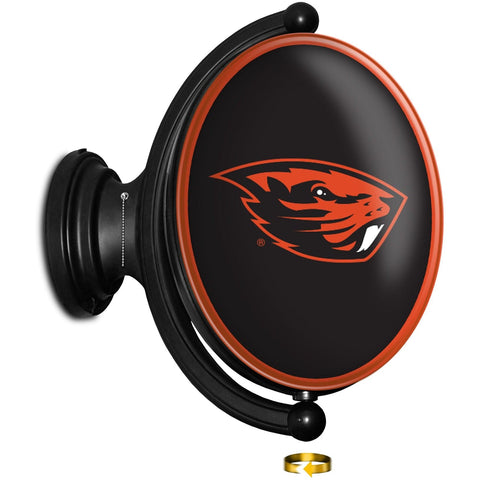 Oregon State Beavers: Original Oval Rotating Lighted Wall Sign - The Fan-Brand