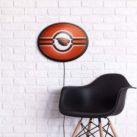Oregon State Beavers: Oval Slimline Lighted Wall Sign - The Fan-Brand