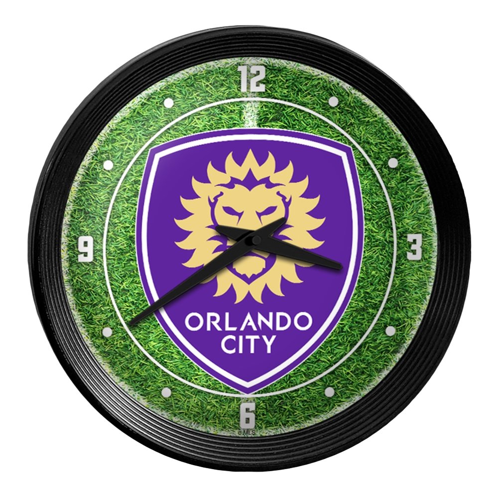 Orlando City: Pitch - Ribbed Frame Wall Clock - The Fan-Brand