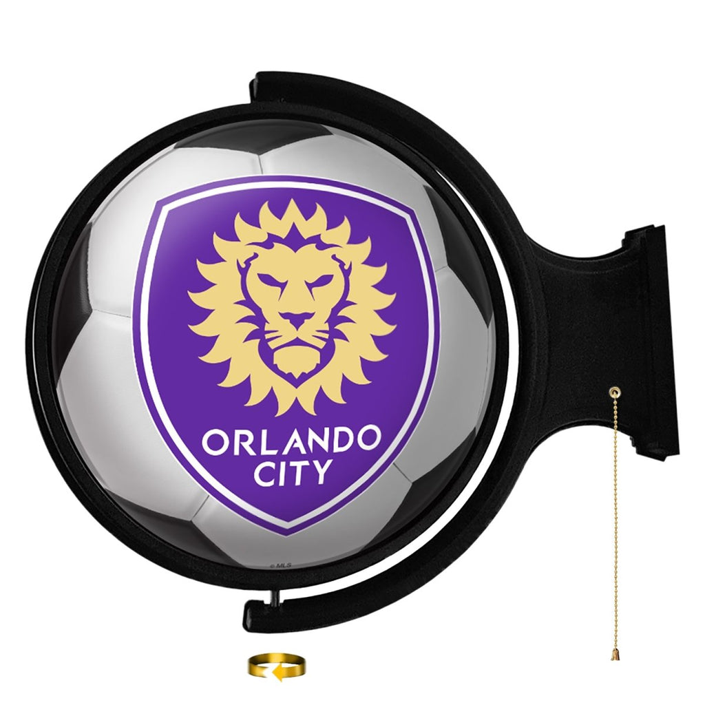 Orlando City: Soccer Ball - Original Round Rotating Lighted Wall Sign - The Fan-Brand