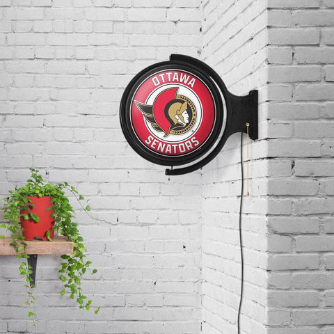 Ottawa Senators: Original Round Rotating Lighted Wall Sign - The Fan-Brand