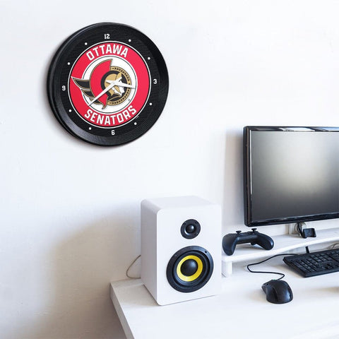 Ottawa Senators: Ribbed Frame Wall Clock - The Fan-Brand