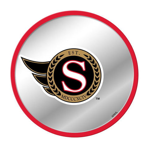 Ottawa Senators: Secondary Logo - Modern Disc Mirrored Wall Sign - The Fan-Brand