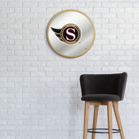 Ottawa Senators: Secondary Logo - Modern Disc Mirrored Wall Sign - The Fan-Brand