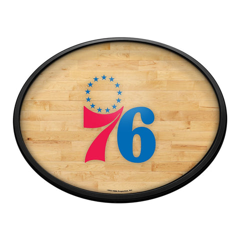 Philadelphia 76ers: Hardwood - Oval Slimline Lighted Wall Sign - The Fan-Brand
