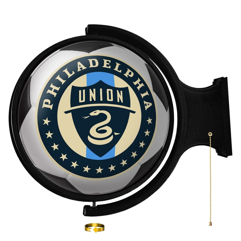 Philadelphia Union: Soccer Ball - Original Round Rotating Lighted Wall Sign - The Fan-Brand