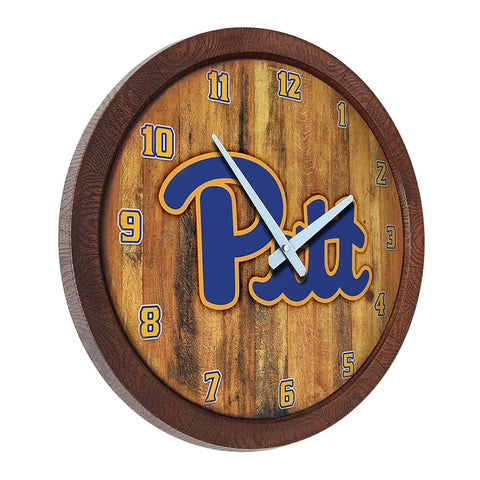 Pitt Panthers: Faux Barrel Top Wall Clock - The Fan-Brand