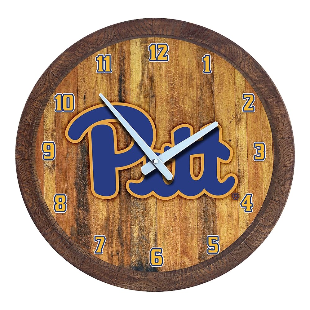 Pitt Panthers: Faux Barrel Top Wall Clock - The Fan-Brand