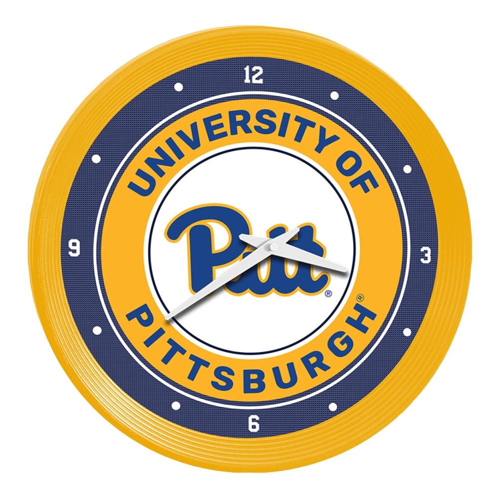Pitt Panthers: Ribbed Frame Wall Clock - The Fan-Brand