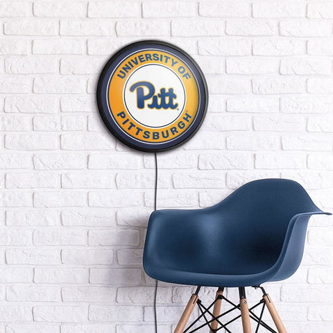 Pitt Panthers: Round Slimline Lighted Wall Sign - The Fan-Brand