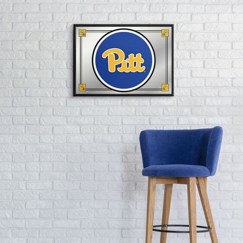 Pitt Panthers: Team Spirit - Framed Mirrored Wall Sign - The Fan-Brand