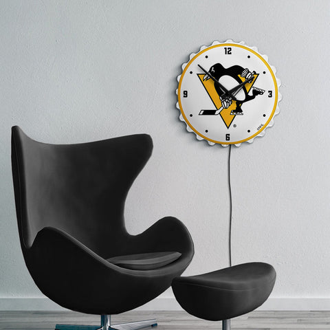 Pittsburgh Penguins: Bottle Cap Lighted Wall Clock - The Fan-Brand