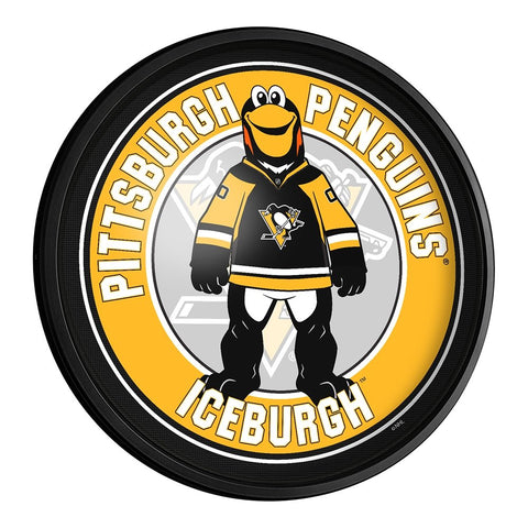 Pittsburgh Penguins: Iceburgh - Round Slimline Lighted Wall Sign - The Fan-Brand