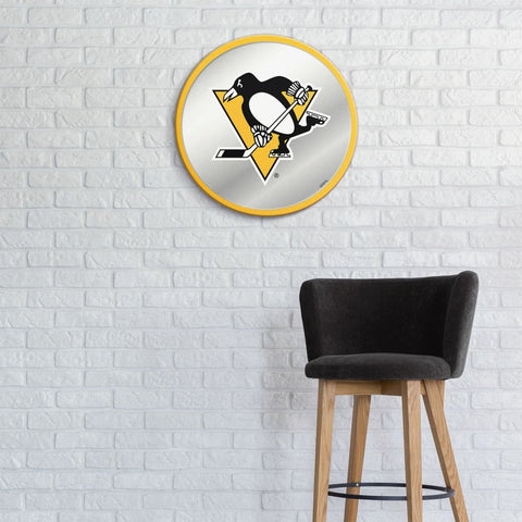 Pittsburgh Penguins: Modern Disc Mirrored Wall Sign - The Fan-Brand