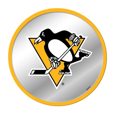 Pittsburgh Penguins: Secondary Logo - Modern Disc Mirrored Wall Sign - The Fan-Brand Yellow