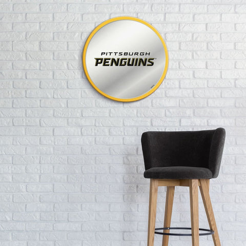 Pittsburgh Penguins: Secondary Logo - Modern Disc Mirrored Wall Sign - The Fan-Brand