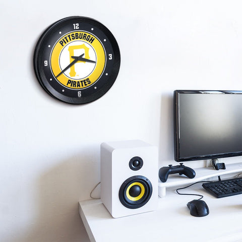 Pittsburgh Pirates: Ribbed Frame Wall Clock - The Fan-Brand