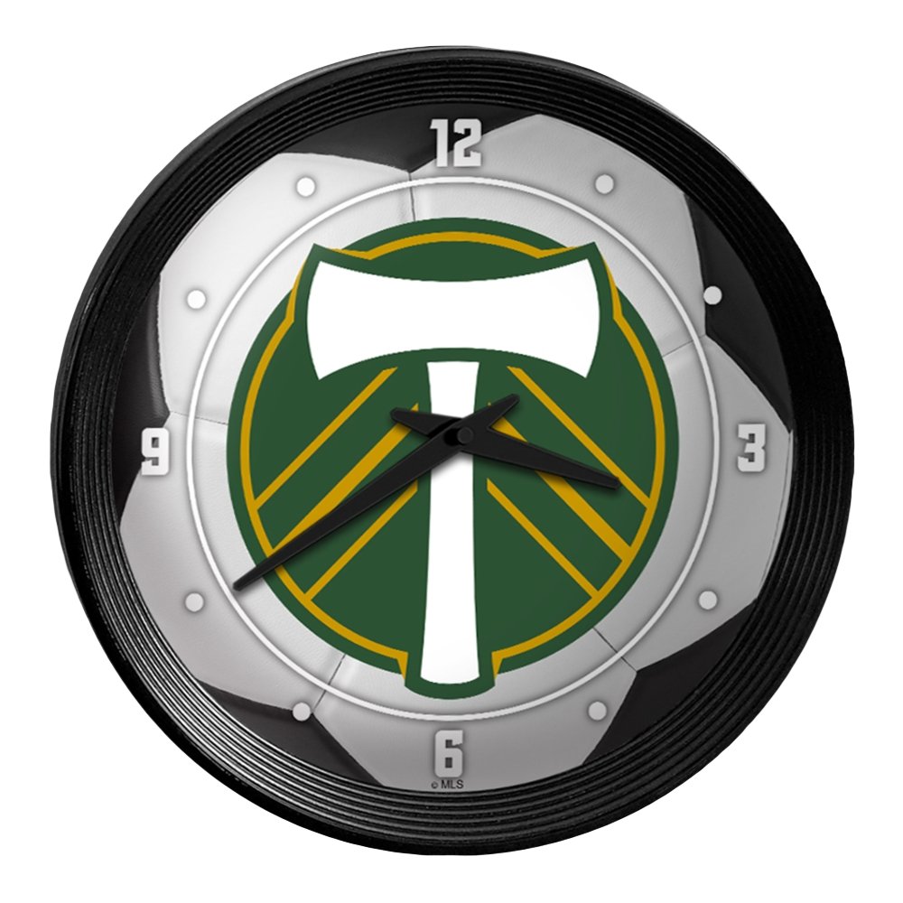 Portland Timbers: Soccer Ball - Ribbed Frame Wall Clock - The Fan-Brand