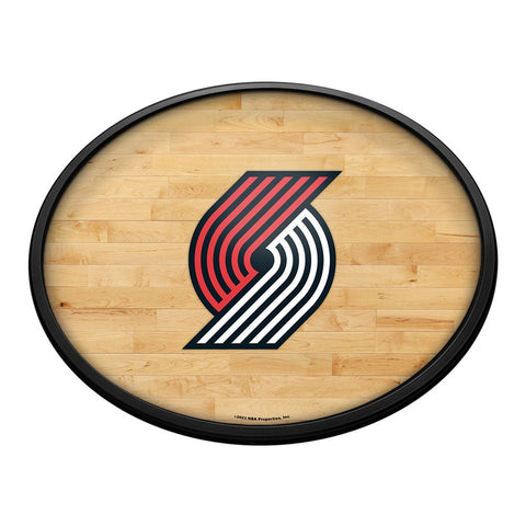 Portland Trail Blazers: Hardwood - Oval Slimline Lighted Wall Sign - The Fan-Brand