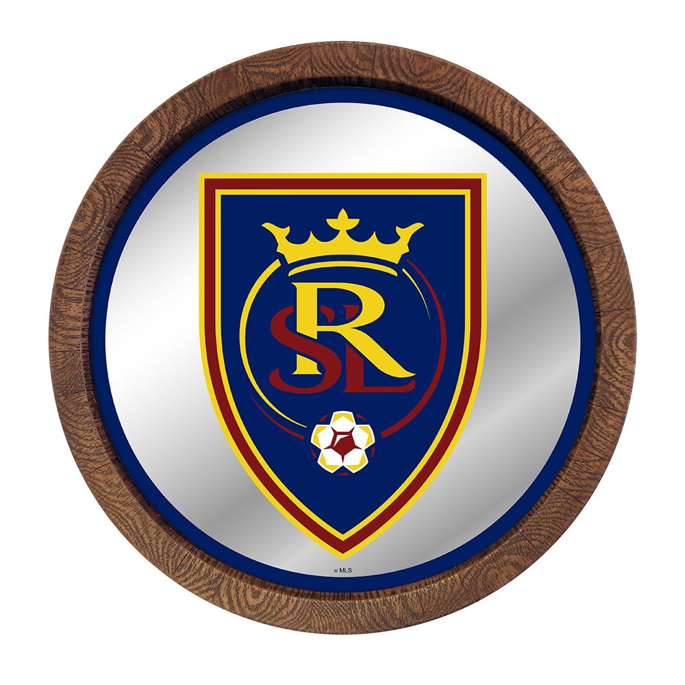 Real Salt Lake: Barrel Top Framed Mirror Mirrored Wall Sign - The Fan-Brand