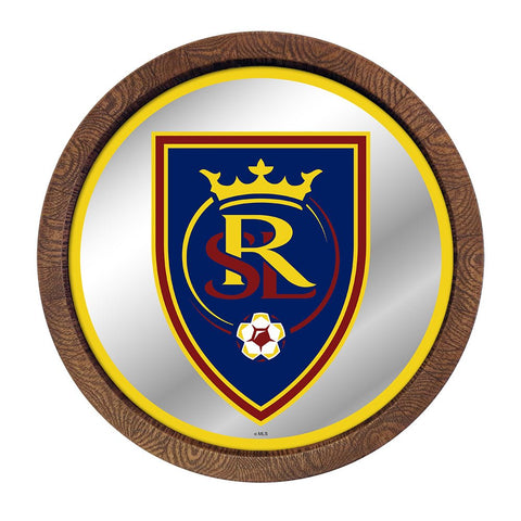 Real Salt Lake: Barrel Top Framed Mirror Mirrored Wall Sign - The Fan-Brand