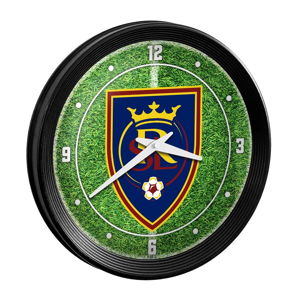 Real Salt Lake: Pitch - Ribbed Frame Wall Clock - The Fan-Brand