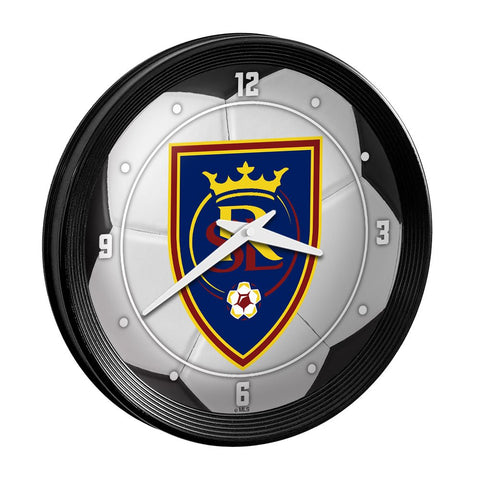 Real Salt Lake: Soccer Ball - Ribbed Frame Wall Clock - The Fan-Brand