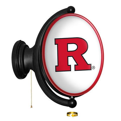 Rutgers Scarlet Knights: Original Oval Rotating Lighted Wall Sign - The Fan-Brand