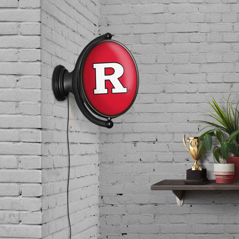 Rutgers Scarlet Knights: Original Oval Rotating Lighted Wall Sign - The Fan-Brand