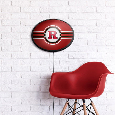 Rutgers Scarlet Knights: Oval Slimline Lighted Wall Sign - The Fan-Brand