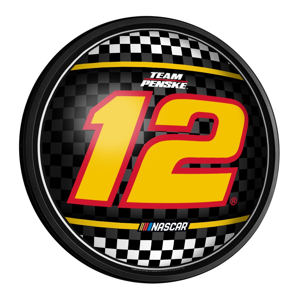 Ryan Blaney: Checkered Flag - Round Slimline Lighted Wall Sign - The Fan-Brand