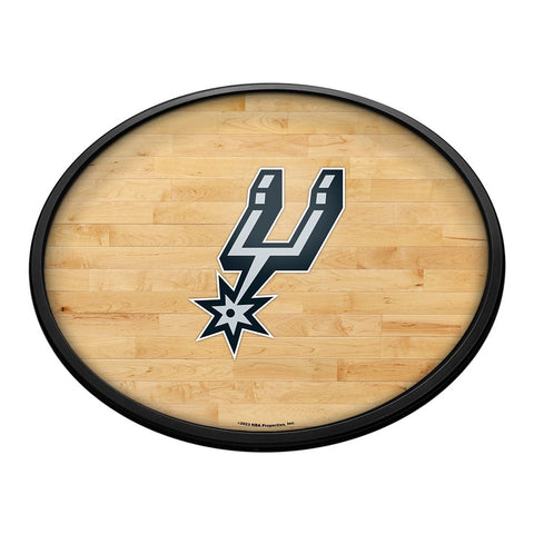 San Antonio Spurs: Hardwood - Oval Slimline Lighted Wall Sign - The Fan-Brand