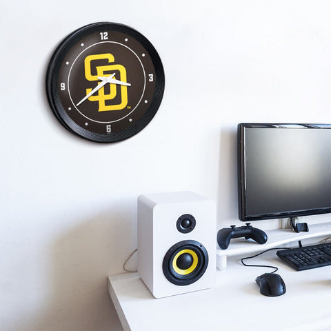 San Diego Padres: Logo - Ribbed Frame Wall Clock - The Fan-Brand