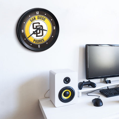 San Diego Padres: Ribbed Frame Wall Clock - The Fan-Brand