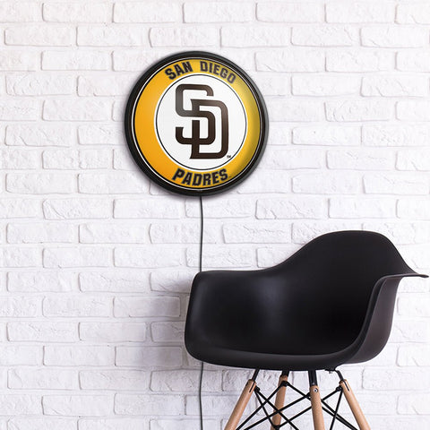 San Diego Padres: Round Slimline Lighted Wall Sign - The Fan-Brand